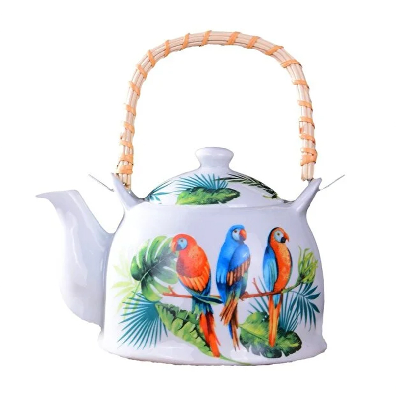 قوری دسته حصیری طرح طوطی Miss Betty مدل Parrot